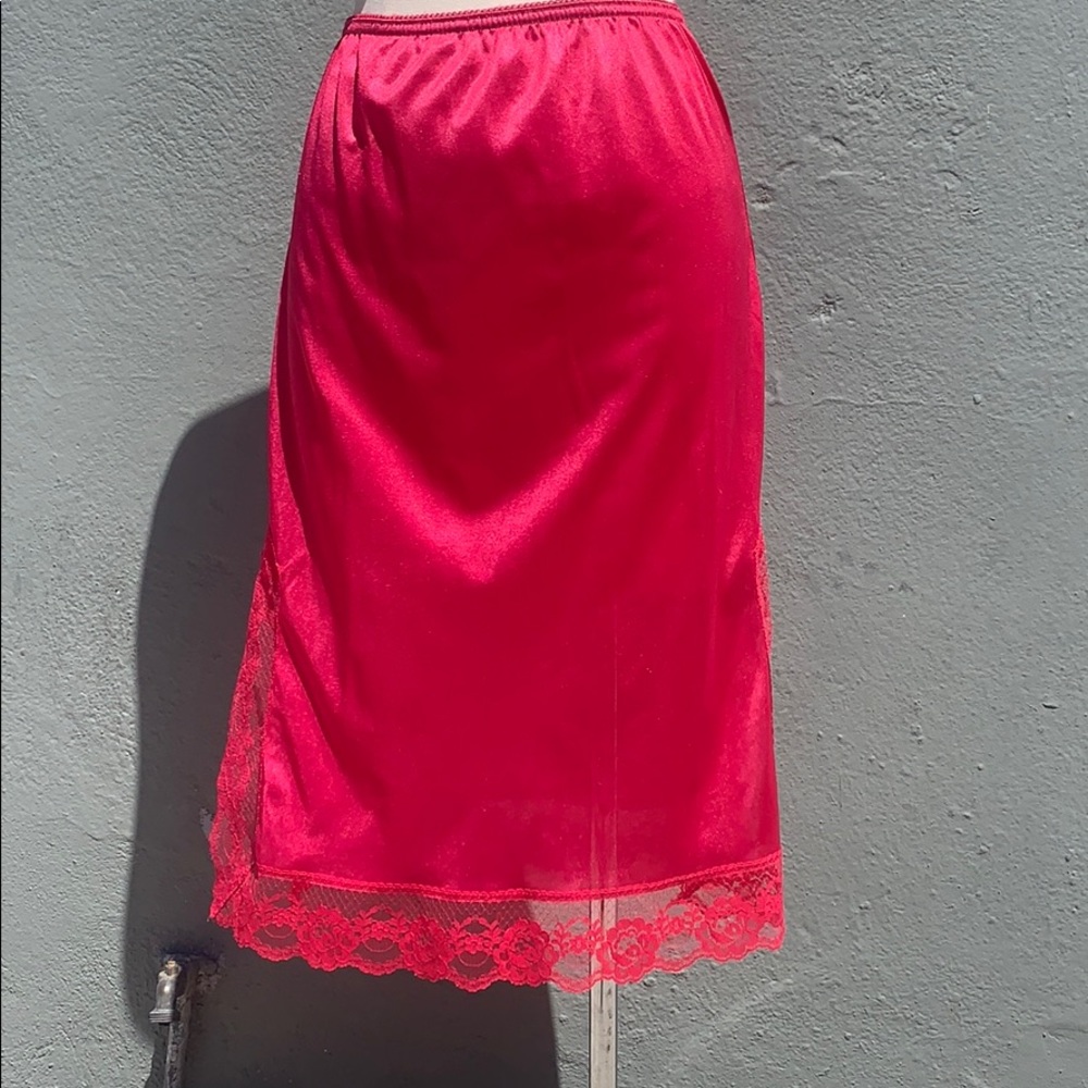 Ruby red vintage slip with lace details